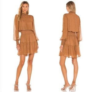 A.L.C Silvie Smocked Mini Dress in Butterscotch Sz 10